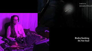 Naked brunette with big pierced tits exposed