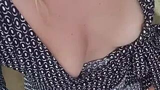 milf masturbates on video call