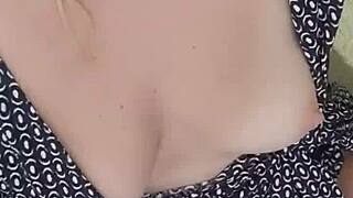 milf masturbates on video call