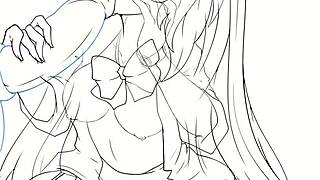 hotaruchan gives a blowjob to her favorite sempai in this anime cosplay scene.