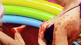 Jello Wrestling and Intense Fingering with Busty Blondes