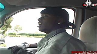 brunette teen gets facial from two big black cocks in interracial threesome