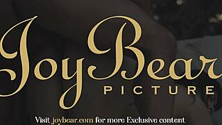 joybear's brunette babe bent over for passionate first time blowjob and shaved pussy masturbation