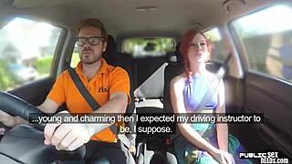 Redhead Brit Feels Wild Riding Driving Instructor in Public