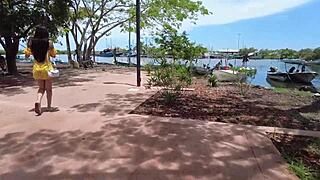 Horny photographer licks teen pussy outdoors again