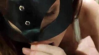 brunette violinist sucks cock sloppy and fucks in poses for cum in mouth 💦