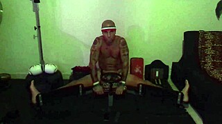 A pornstar at the gym works out with passion and fitness