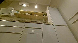 Hot babe girlfriend flashing in kitchen for casting audition in sundress