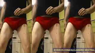 Mature Gay Man Massages Big Cock In Underwear