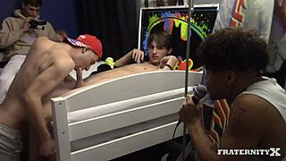 Group of gay men in dumpster for rough fucking session.