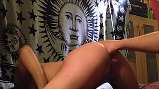 teen 18+ bent over for rimjob and assfucking, cum in mouth close-up