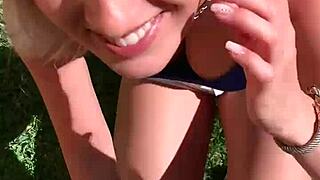 A quick outdoor encounter behind the house while grilling with friends.