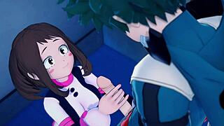 ochaco plays with dekus dick before riding it in my hero academia hentai