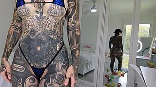 wow, check this metallic blue micro bikini haul by melody radford! 🥰