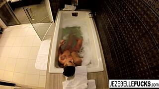 sexy jezebelle bond films herself masturbating in the bath nude