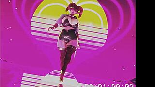 Cartoon allure with synthwave inspired animated demon seduces with cartoon allure