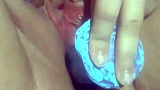 She explores her big ass with a dino dildo in a homemade solo session, chasing that intense orgasm.