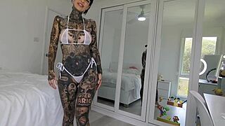 wow, check this metallic blue micro bikini haul by melody radford! 🥰