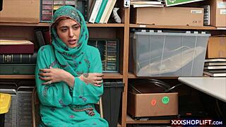 cute hijab chick gets rough fucking in shop