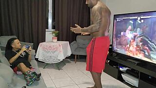 Can the stepson handle the bossy stepfather's bareback cock in this gay blowjob?