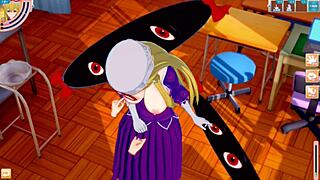 Yukari Yakumo's Big Tits Rubbed Intensely In Hentai Game