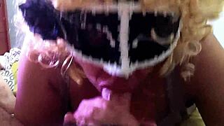 girlfriend gives masked blowjob to friend, is it amateur or european passion?