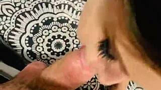 sexy latina wife gets deepthroat blowjob and big cock facial