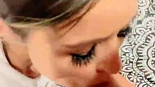 sexy latina wife gets deepthroat blowjob and big cock facial