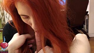 cute redhead blows then rides cowgirl with that perfect ass pov