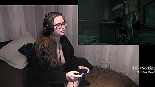 until dawn playthrough part 9 with big tits brunette in lingerie, showing off fat ass and tattoos for bbw fetish fun
