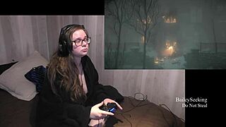 until dawn playthrough part 9 with big tits brunette in lingerie, showing off fat ass and tattoos for bbw fetish fun