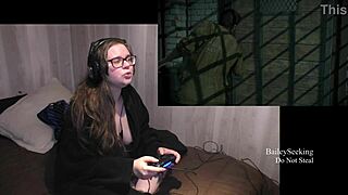 until dawn playthrough part 9 with big tits brunette in lingerie, showing off fat ass and tattoos for bbw fetish fun