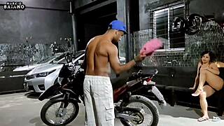 Wife Excited by Bike Cleaning