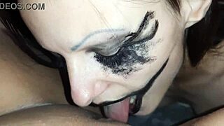 Happy Halloween threesome with lesbian illusion girls licking and cumming