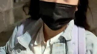 Wow, check those big tits chilling outdoors in retro public style!