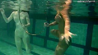 Bad Quality Underwater Lesbian Show Turns Into Steamy Blonde Teen Beach Action