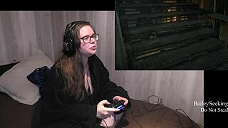 until dawn playthrough part 9 with big tits brunette in lingerie, showing off fat ass and tattoos for bbw fetish fun