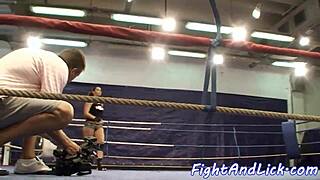 Hey, watch lesbian babes wrestle in the ring! 😍