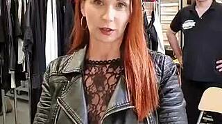 bettie ballhaus flaunting her natural big tits in tight leather pants 😍