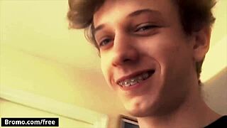 Horny gay couples Jacob Jones, Isaac Jake, and Joshua Storm keep up their sex workout routine at home on Bromo.