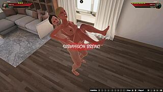 ethan battles katey in wild 3d naked wrestling.