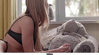 Aislin tries her first teddy bear sex with strapon dildo... so fun! 😏