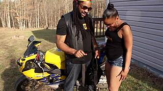 yo, after that wild motorcycle ride, layla perez slurps don whoe's dick in the front yard for super hot films