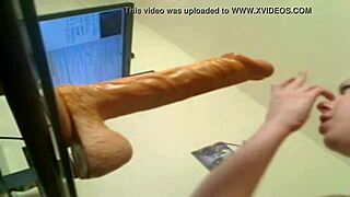 dude, this blonde deepthroats a huge dildo like crazy! 😲