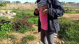 kinky milf flashes pierced nipples and pussy on street