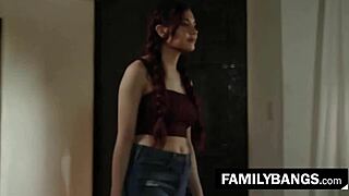 Pigtailed redhead teen tribbing with stepsister 😍