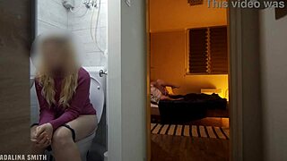 omg, caught stepbro and his girlfriend givin head from the toilet!