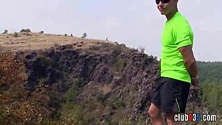 a sexy brunette teen explores outdoor adventures with friends