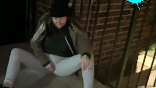 Blonde Cracky takes stick up pussy in public