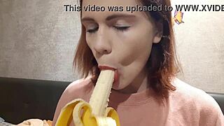 Casey Ven Teen Blowjob with Banana in Russian Redhead Action. Raw Outdoor Food Play Gets Wild and Messy.